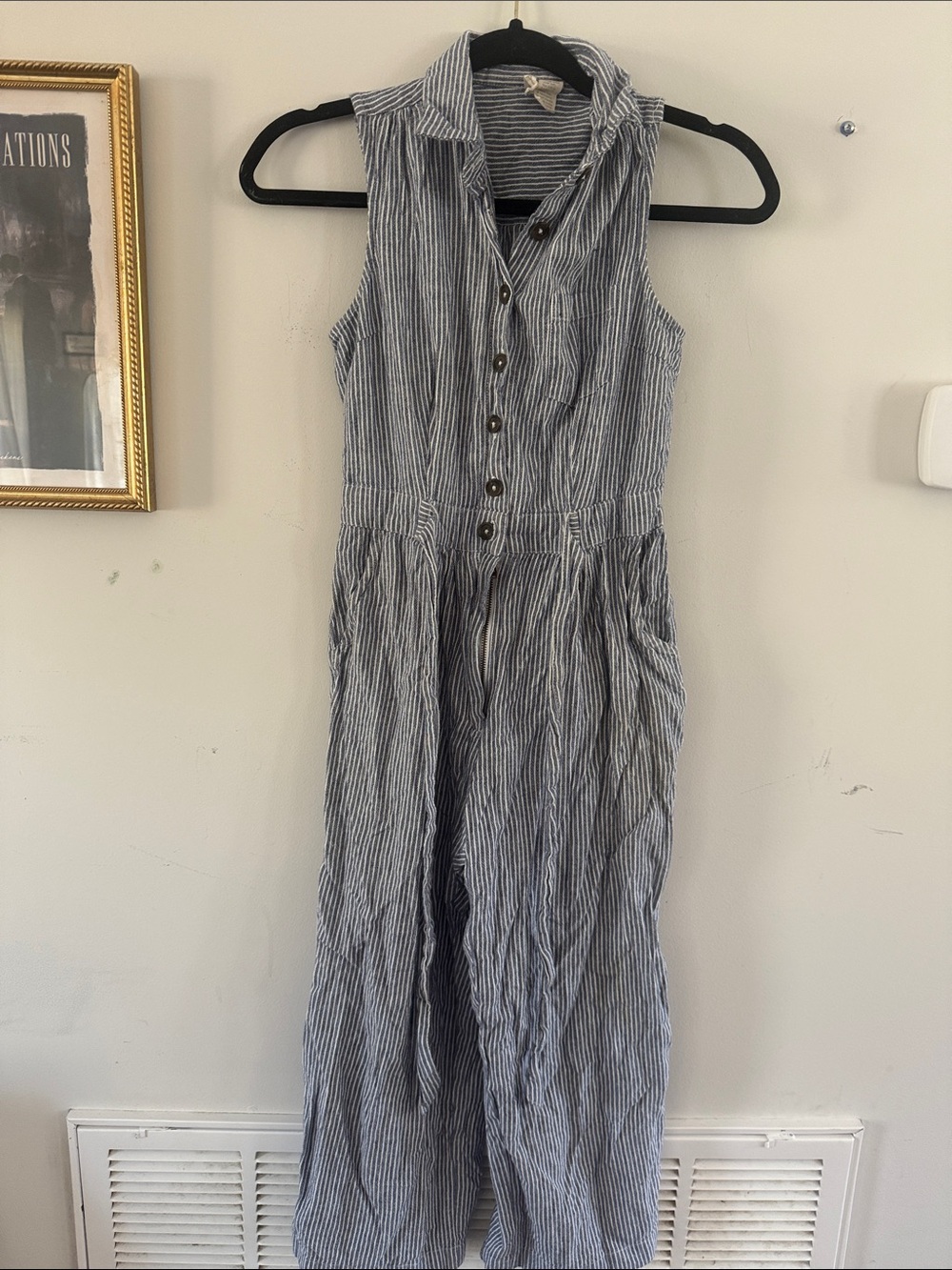 Japna Blue and White Striped Sleeveless Maxi Dress